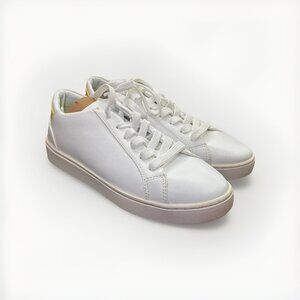 Thousand Fell Lace Up Vegan Leather Sneakers, Women's 7.5 (White/Yellow)